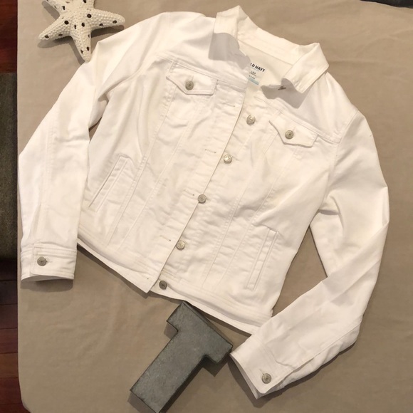 tall white denim jacket